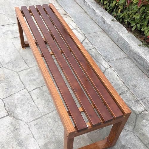 Solid Wood Garden Bench 100cm Backless Outdoor Patio Seat Brown