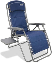 Premium Reclining Camping Chair with Side Table Blue