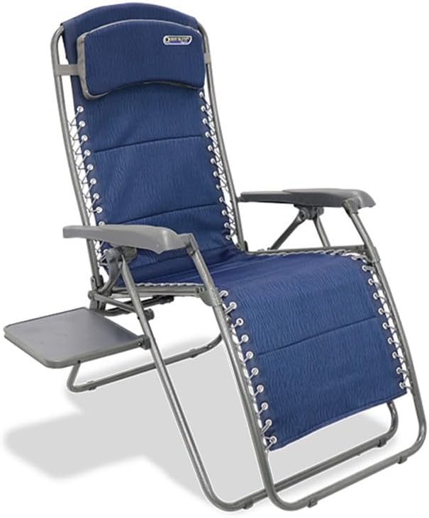 Premium Reclining Camping Chair with Side Table Blue