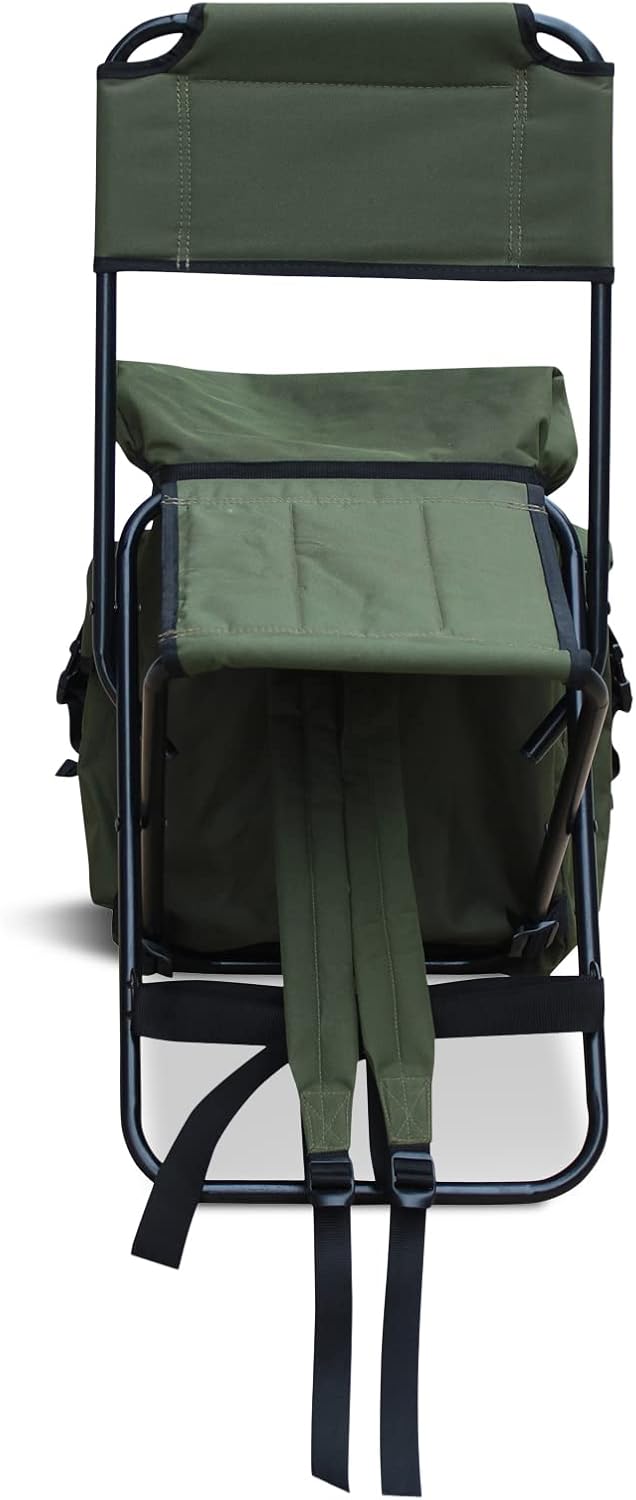 Camping Stool Backpack Chair with Back Rest Green