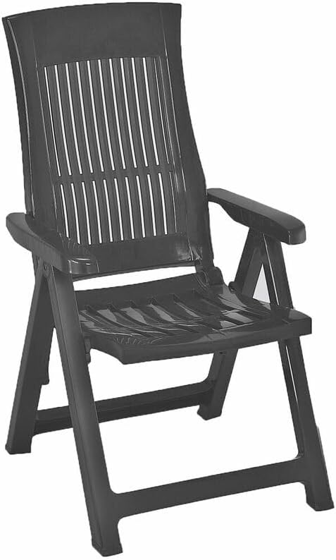 2 Piece Folding Garden Lounger Chairs 5 Position Reclining Anthracite