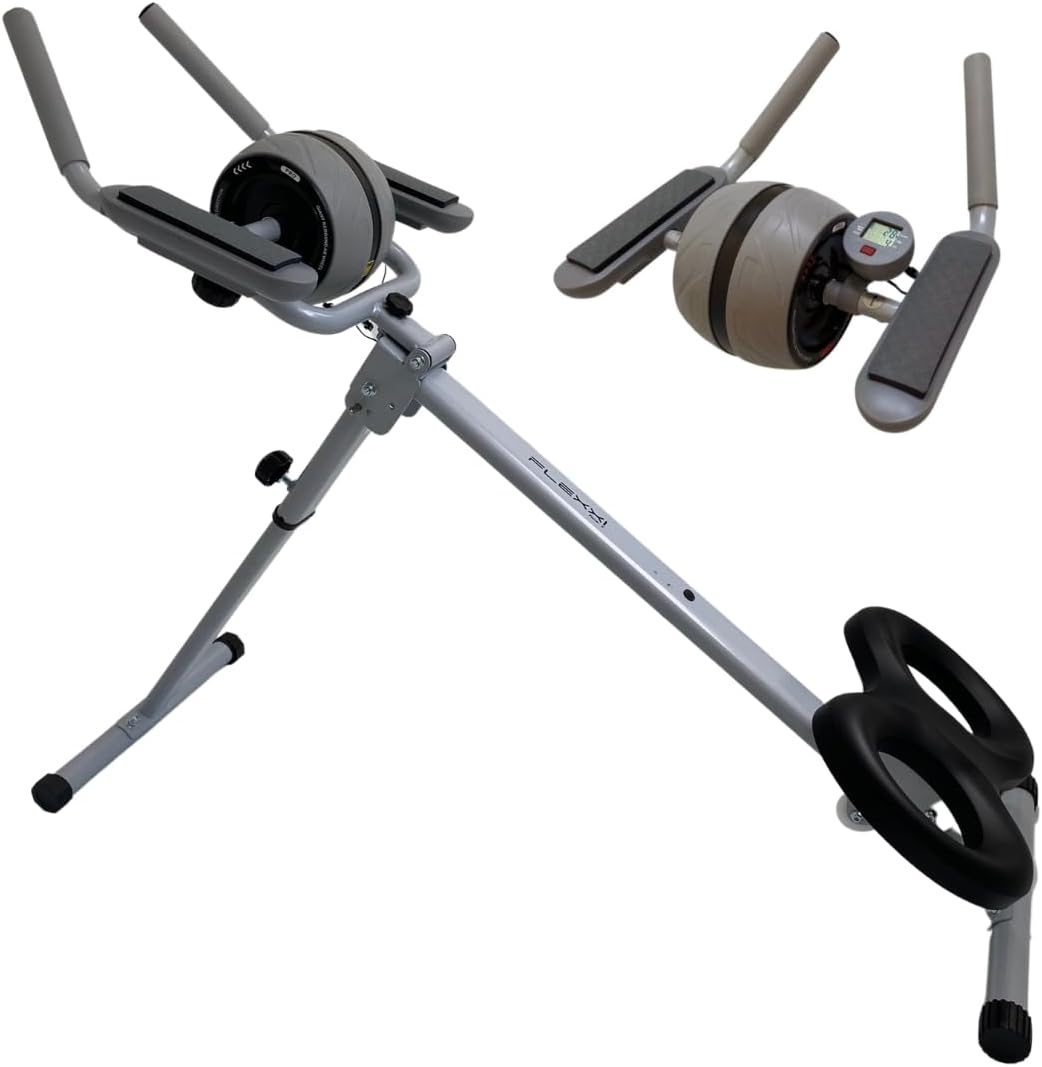 Folding Ab Trainer Machine Crunch Roller Core Workout w LCD
