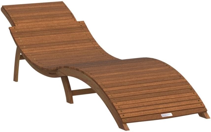 Foldable Wooden Sun Lounger Acacia Garden Recliner Brown