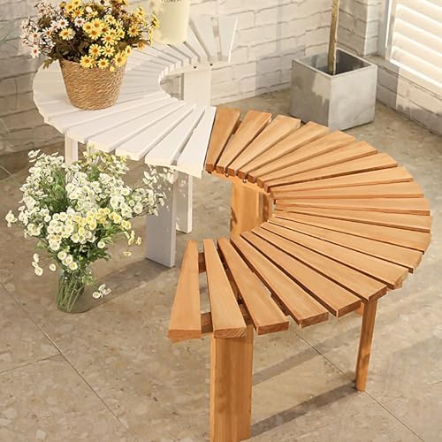 Curved Wooden Garden Bench Backless Outdoor Tree Patio Seat