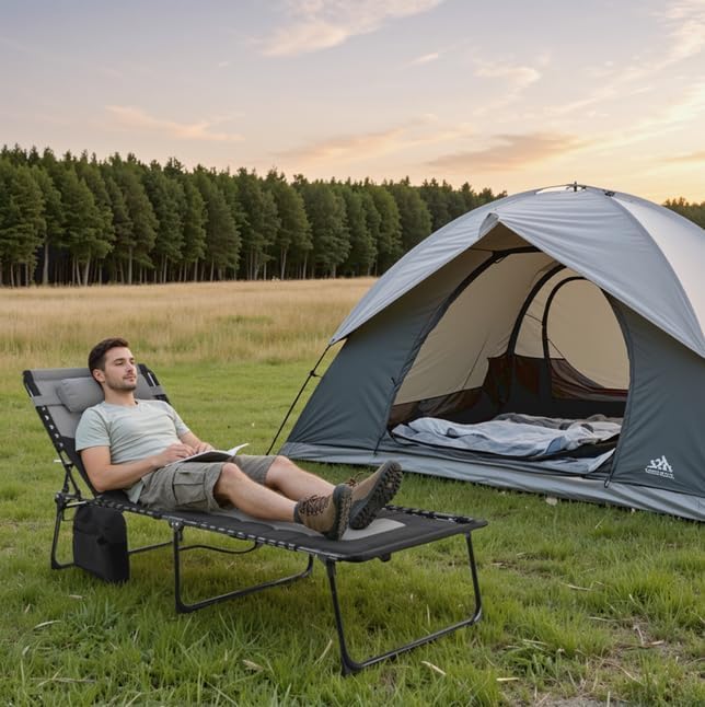 XXL Folding Sun Lounger Dark Grey 5 Position