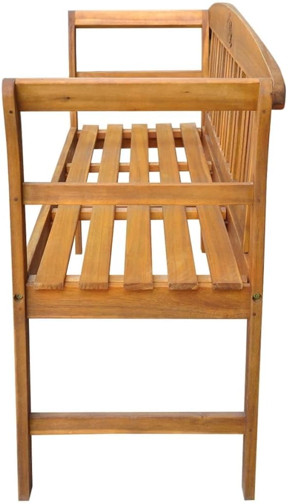 3 Seater Acacia Wood Garden Bench Rose Engraved Patio Seat 157cm