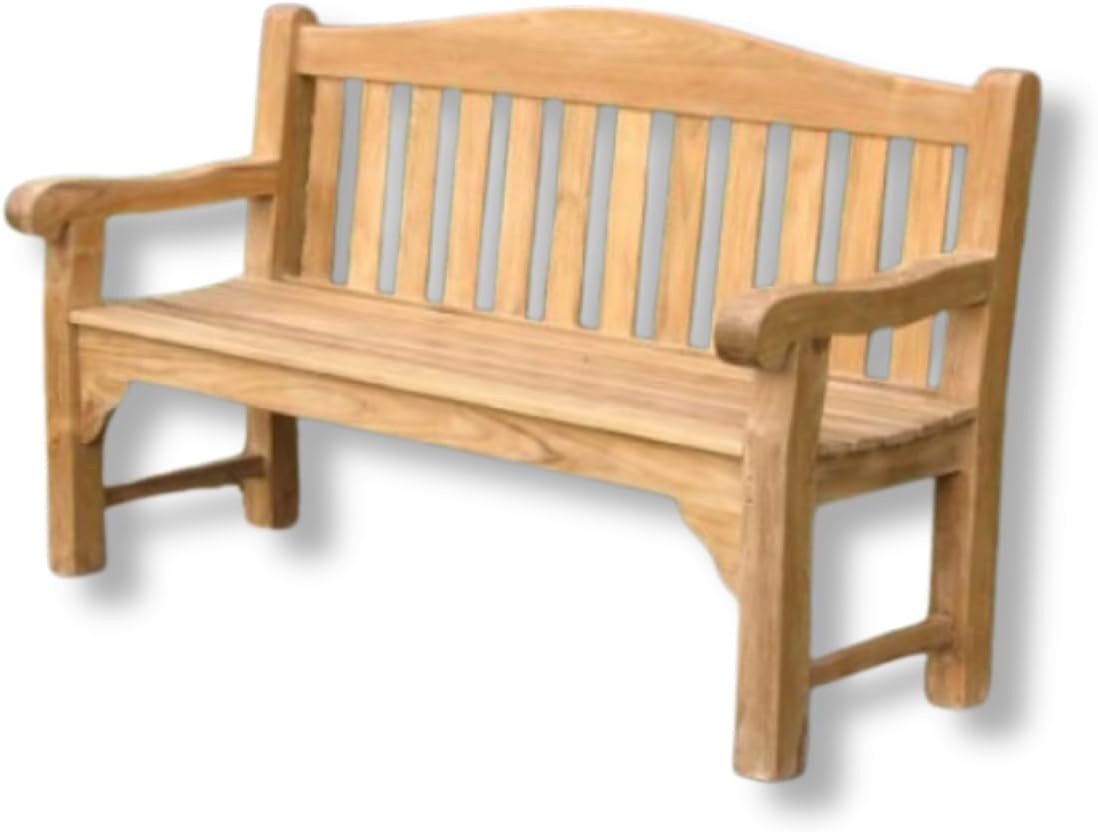 5FT Teak Garden Bench 3 Seater Solid Wooden Patio Seat