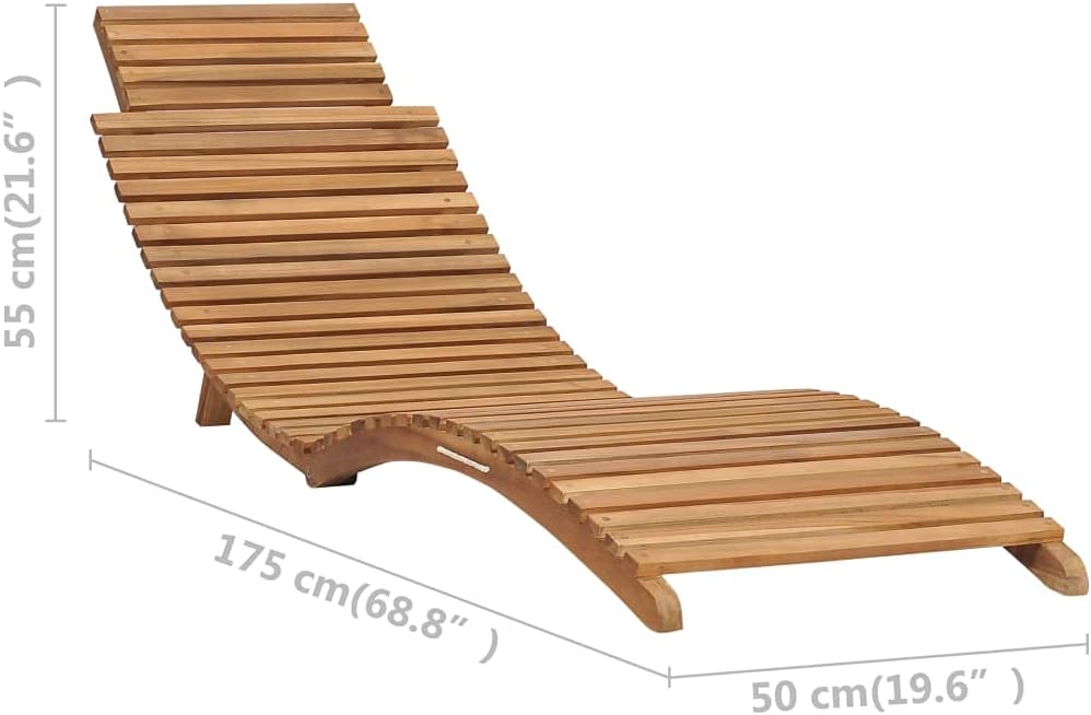 Folding Teak Sun Lounger with Side Table Garden Set