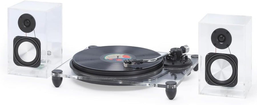 Clear Acrylic Record Player With Wireless Speakers