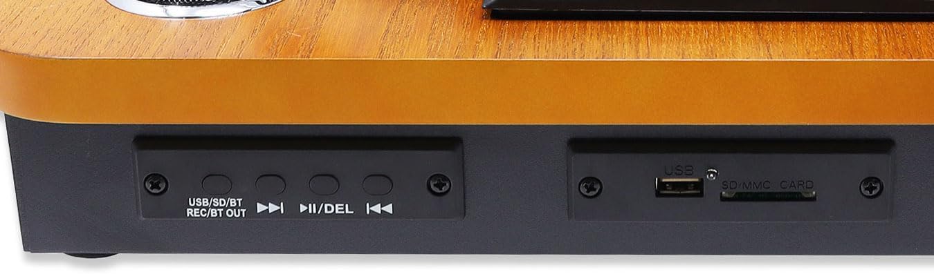 Bluetooth Vinyl Record Player USB SD Recording Stereo Wood