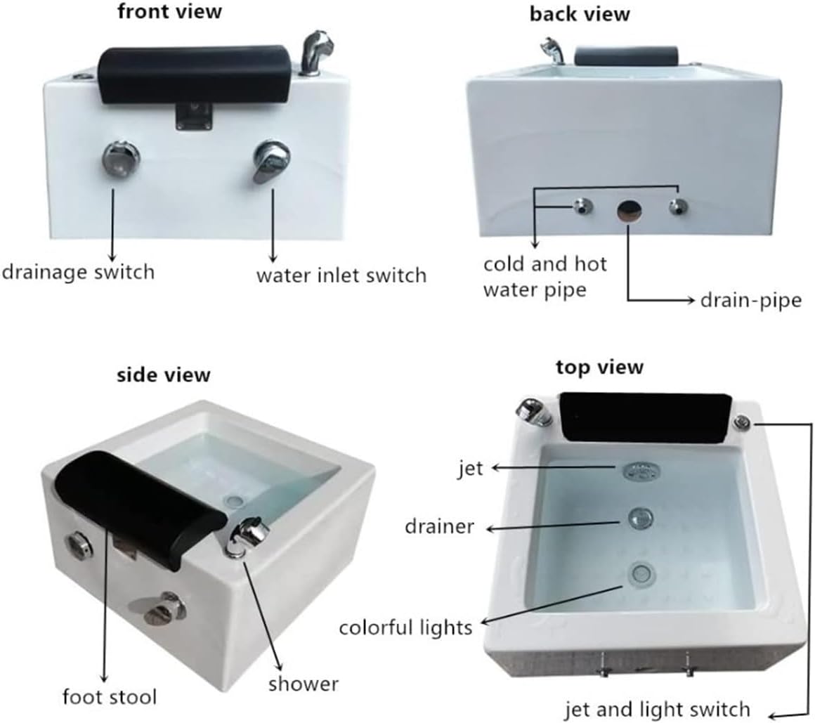 Pedicure Foot Spa Tub Acrylic Chair Shower Massage Basin