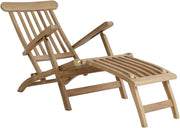 Teak Steamer Chair Foldable Reclining Sun Lounger Wood