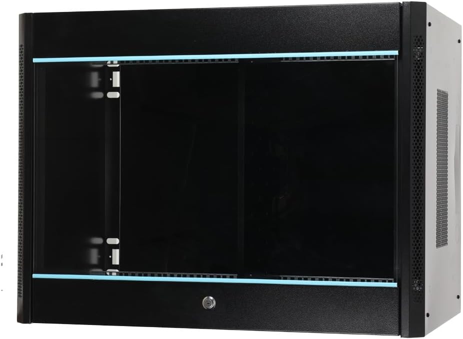 15U Wall Mount Network Server Cabinet Glass Door Black