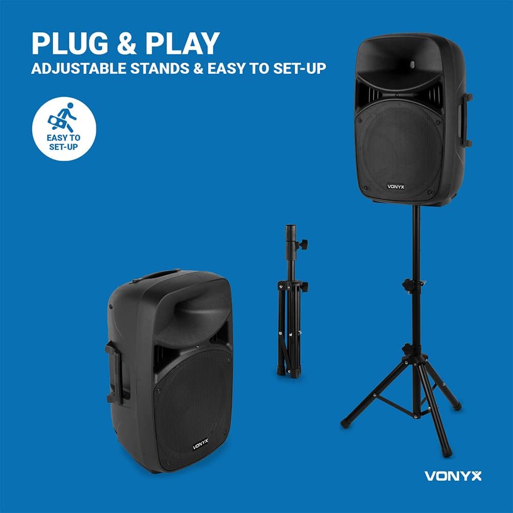 15in PA Speaker System 1000W Bluetooth DJ Karaoke Set