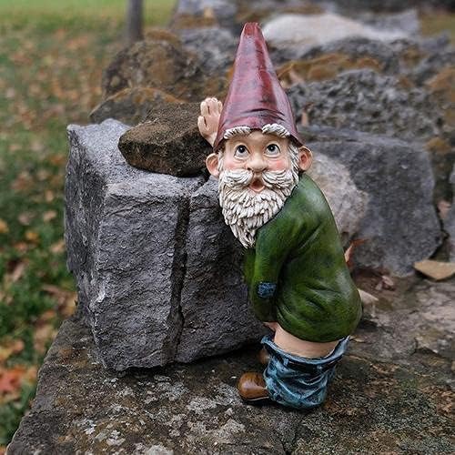 Funny Peeing Garden Gnome Statue Naughty Resin Outdoor Decor