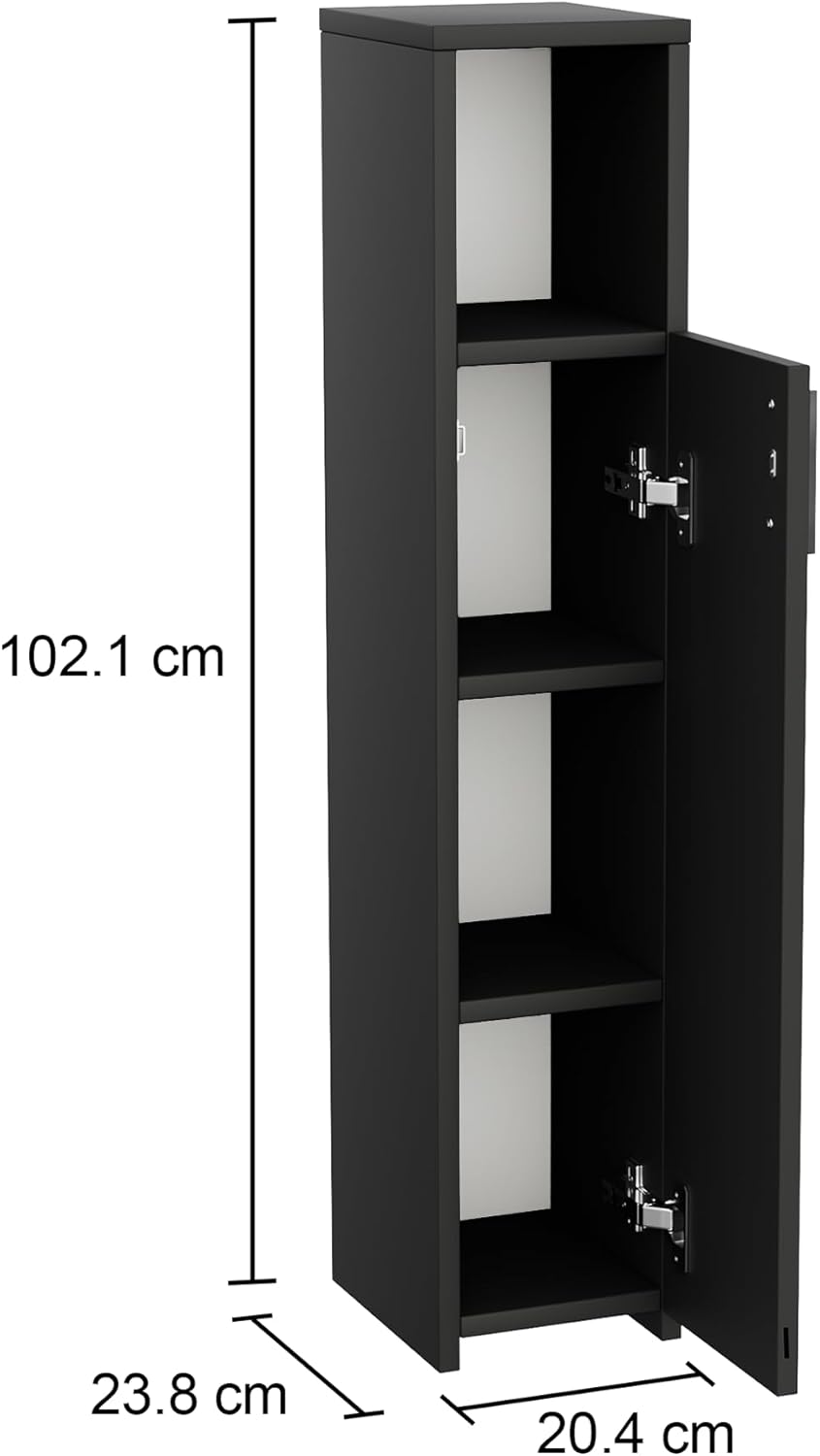 Slim Tall Bathroom Storage Cabinet Freestanding Black Organizer
