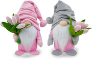 Mothers Day Gnome Set 2 Tulip Plush Gonk Gift Table Decor