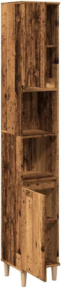 Tall Bathroom Cabinet 6 Compartment 2 Door Old Wood