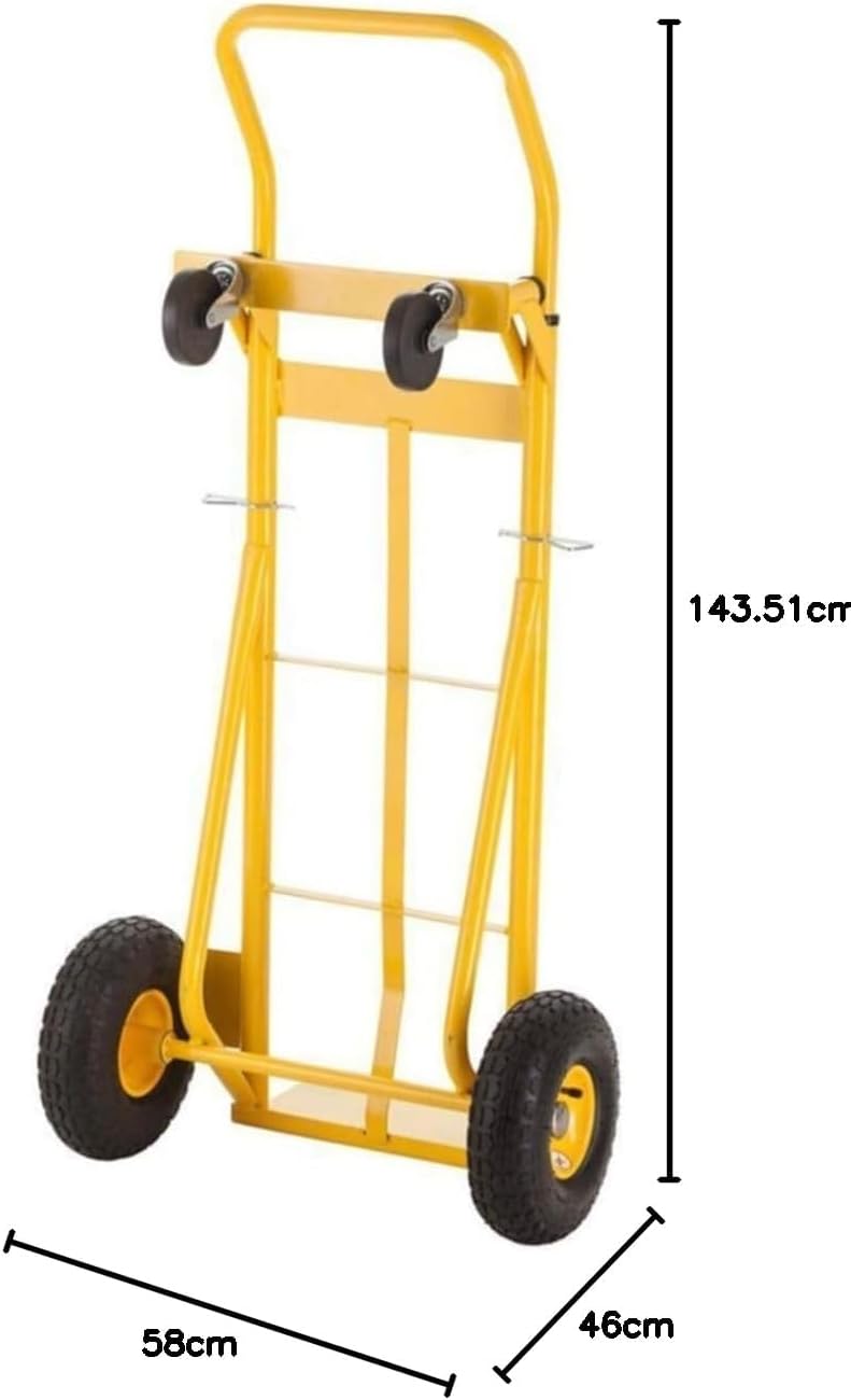 2 In 1 Steel Hand Truck Platform Trolley 200KG Yellow