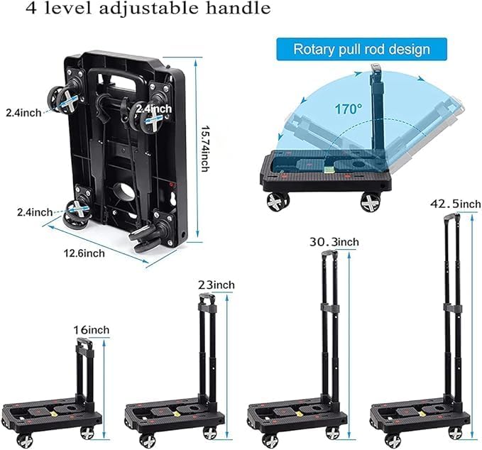 Folding Sack Barrow Hand Truck 50KG 4 Wheel Aluminium