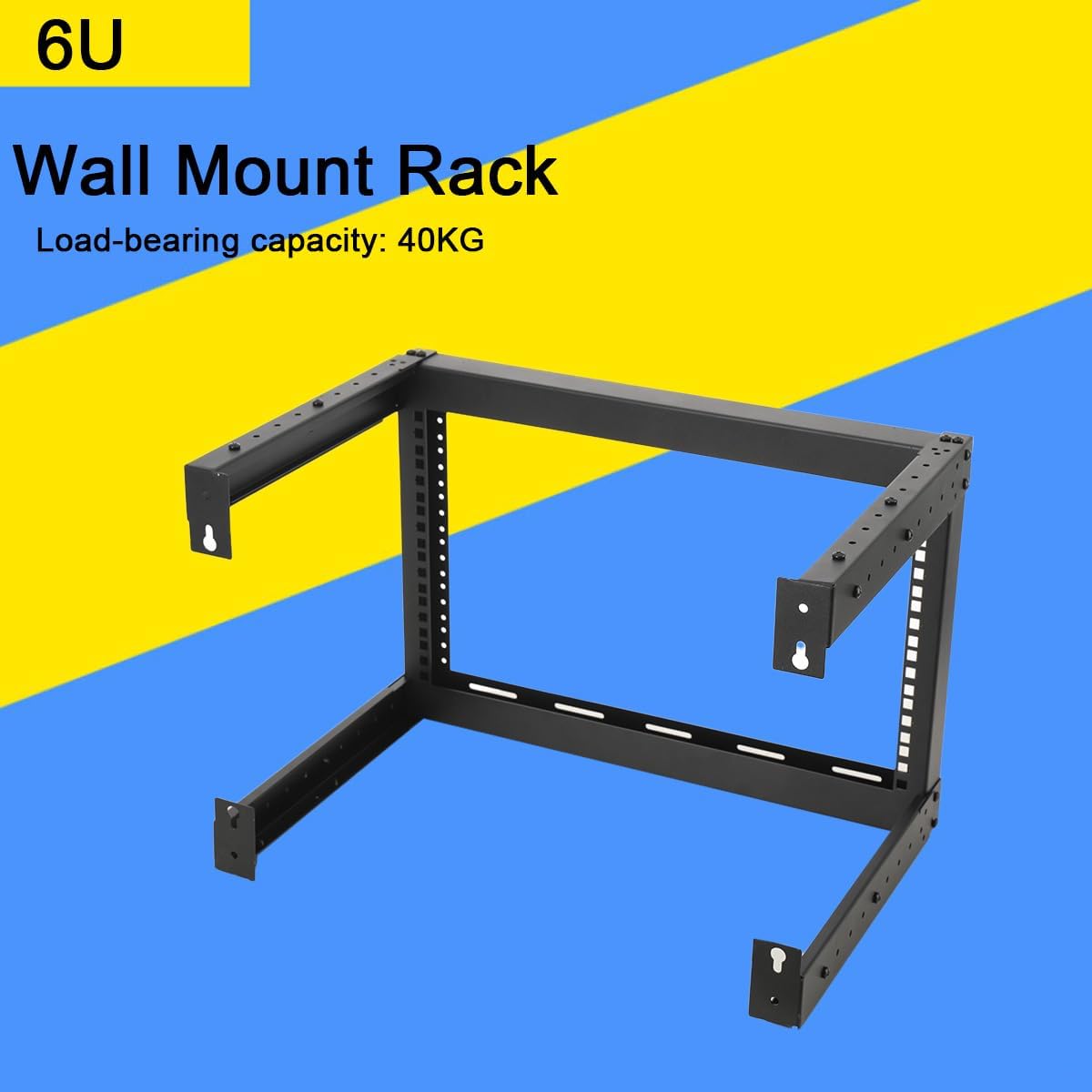 6U Wall Mount Open Frame Network Rack 19 Inch Adjustable Depth