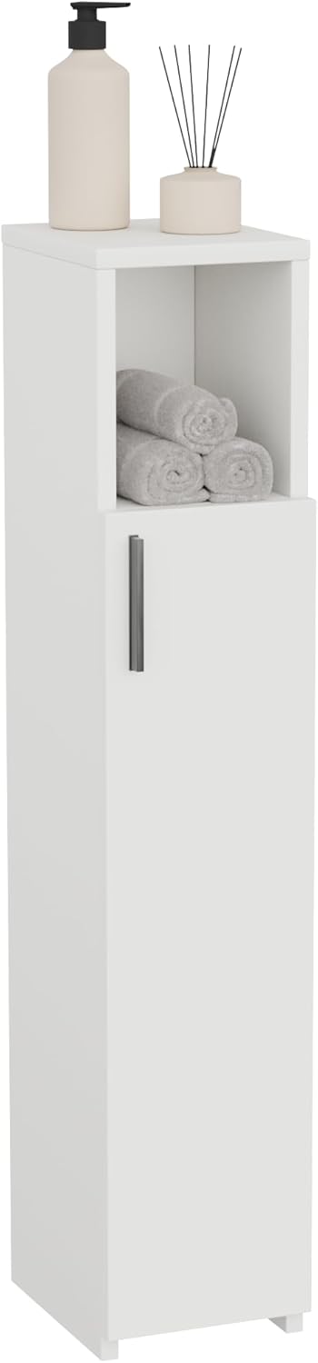 Slim Tall Bathroom Storage Cabinet Freestanding White Organizer