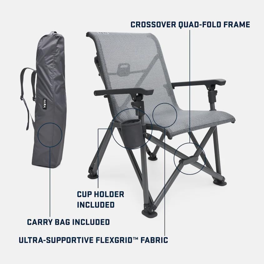 Portable Folding Camping Chair with Cup Holder Charcoal