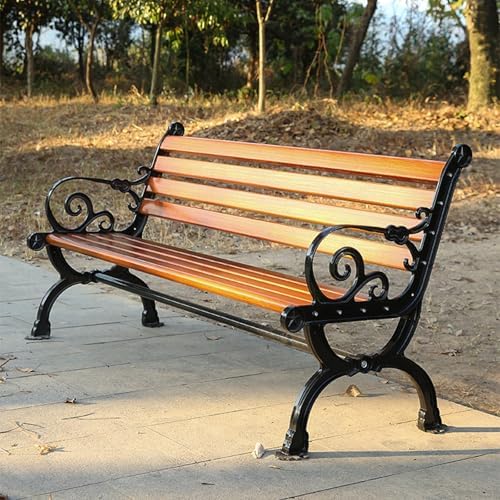 Metal Garden Bench 120cm Outdoor Patio Seat with Backrest Armrests