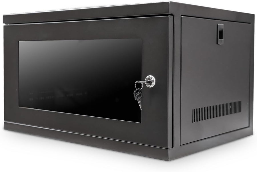 19in 6U Wall Mounted Data Cabinet Lockable Glass Rack