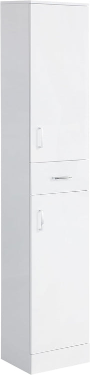 Tall Gloss White Bathroom Storage Cabinet Reversible 190cm