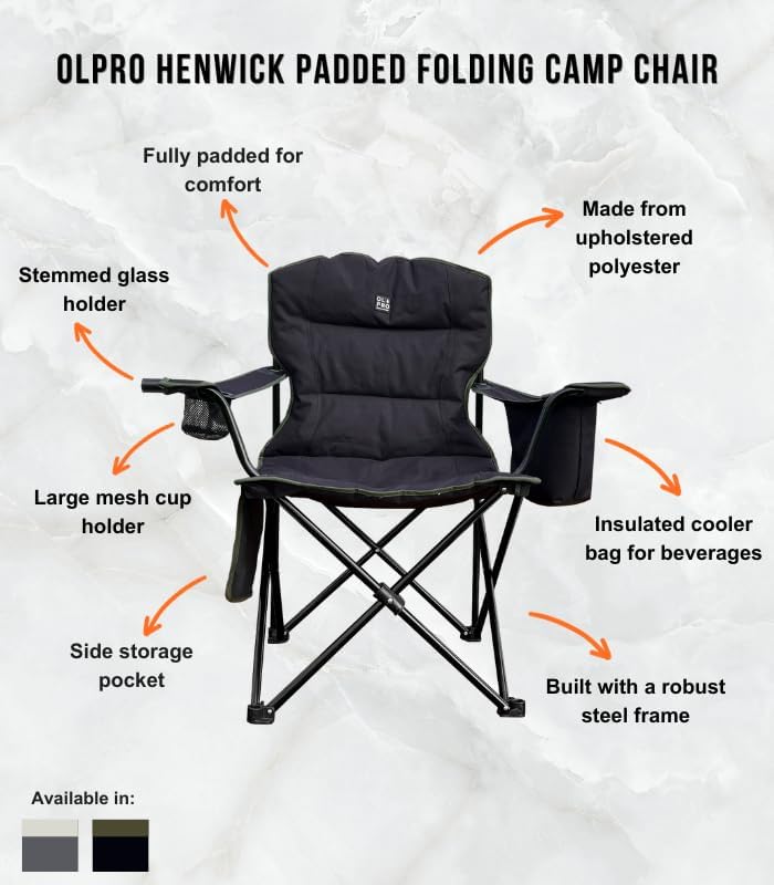 Padded Folding Camping Chair with Cooler Green