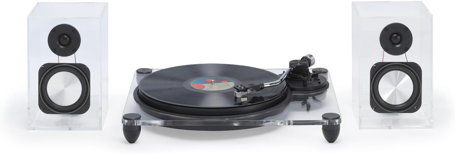 Clear Acrylic Record Player With Wireless Speakers