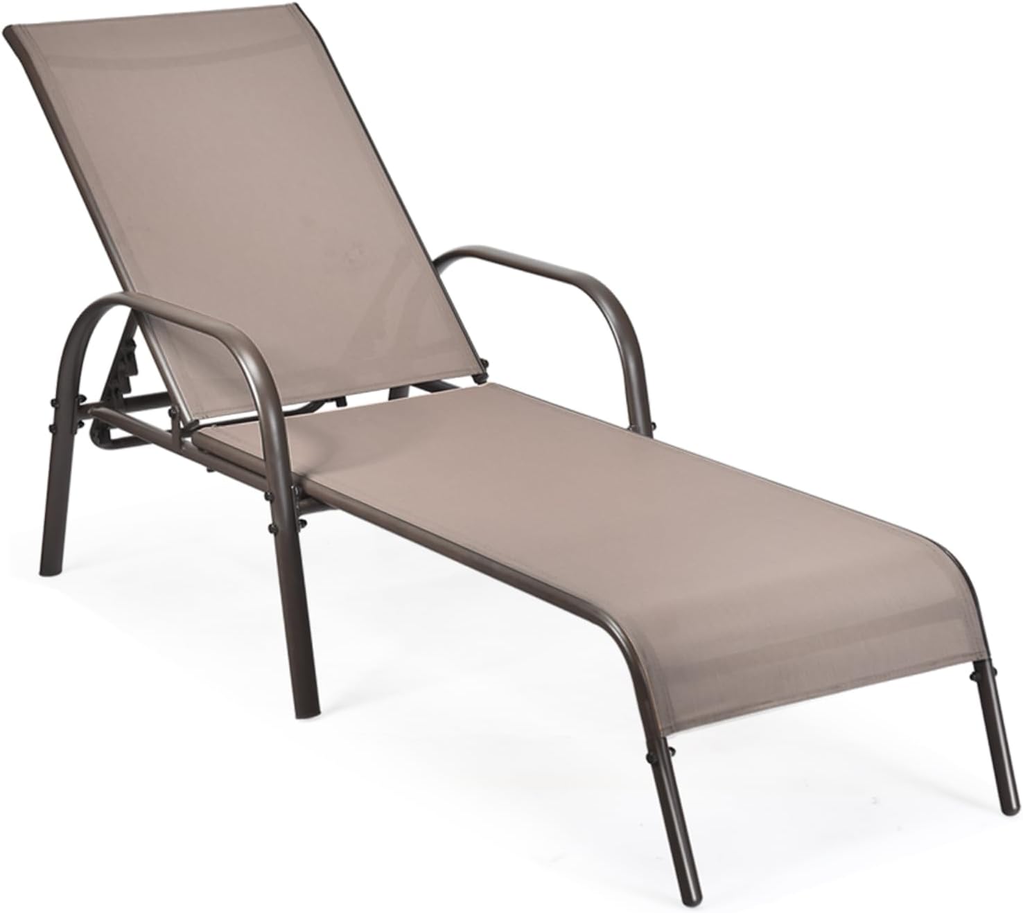 Garden Sun Lounger 5 Position Recliner Chair Brown