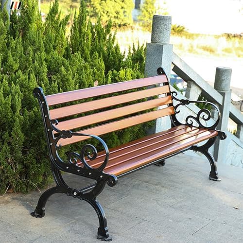 Outdoor Metal Garden Bench Patio Park Seat with Armrests 120cm