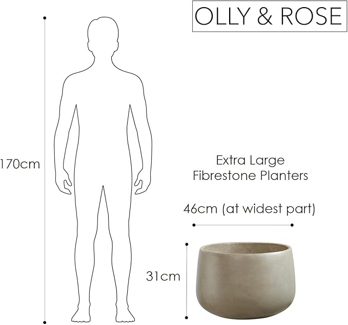 Extra Large Beige Plant Pot 46cm Garden Planter Indoor Outdoor