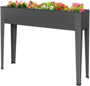 Metal Raised Planter Steel Garden Bed 75cm Tall Charcoal Grey