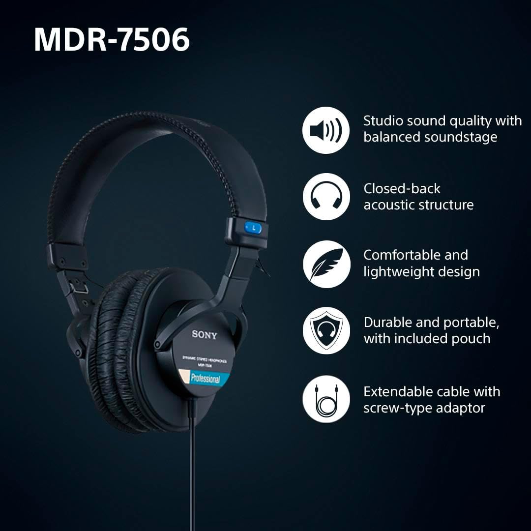 Closed Back Studio Monitor Headphones Wired 40mm Drivers