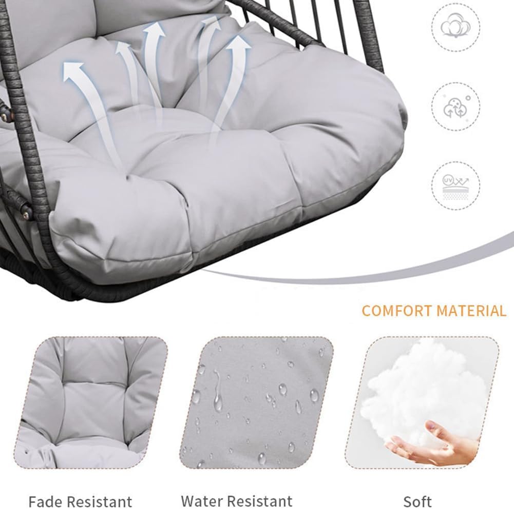 Egg Chair with Stand Cushion Cover Foldable Grey