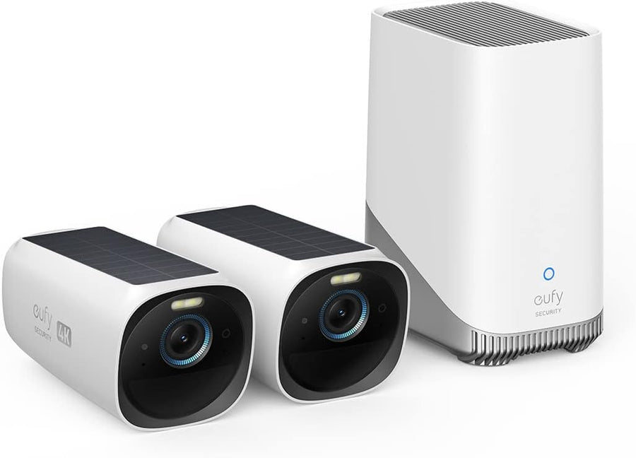 4K Wireless Outdoor Security Camera 2 Cam Kit Solar AI No Fee