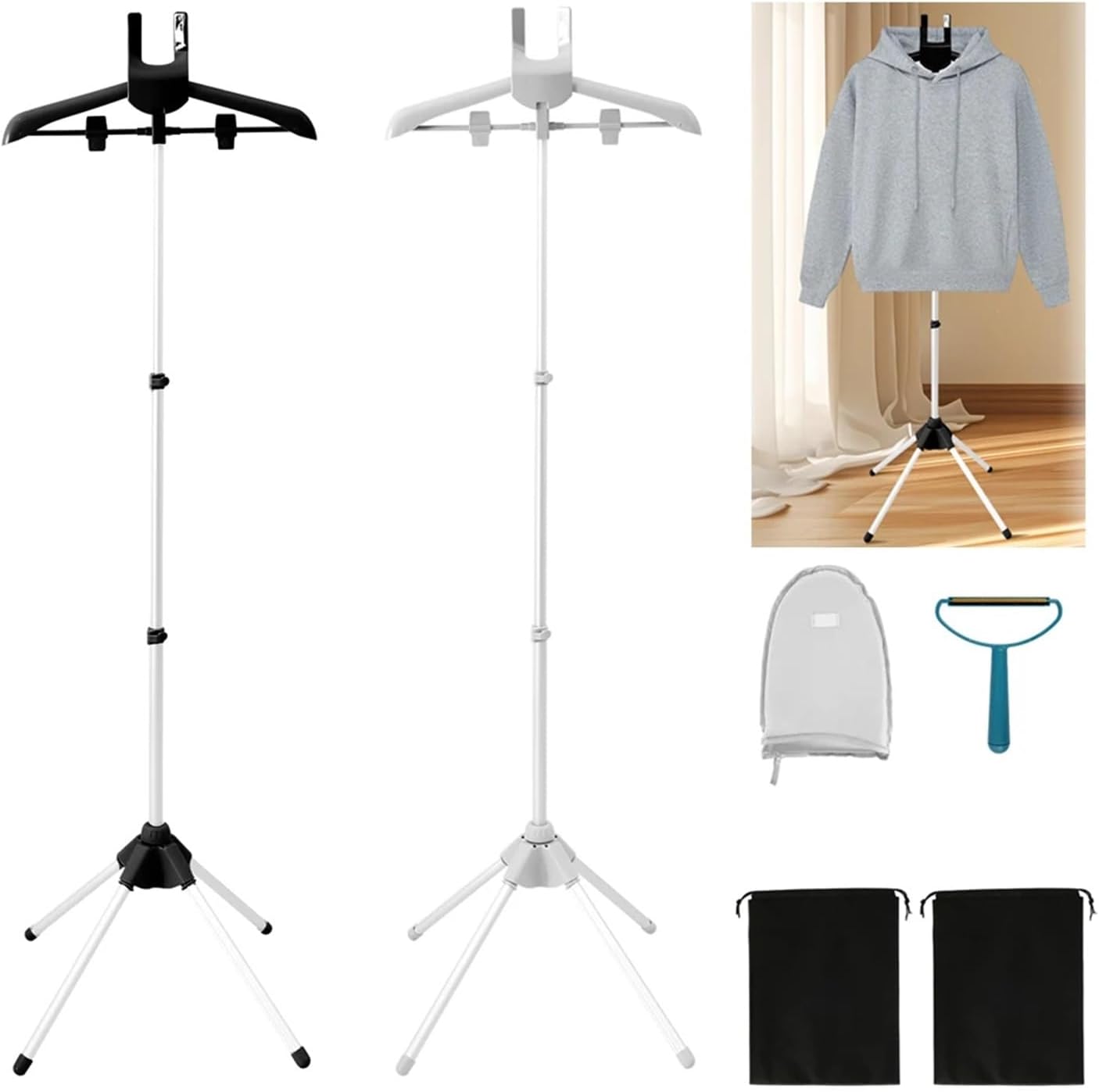 Portable Clothes Steamer Stand Adjustable Folding Garment Rack