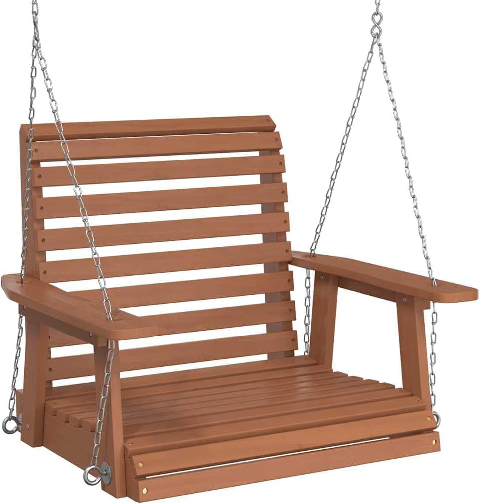 Wooden Garden Swing Chair with Chains Outdoor Porch Bench