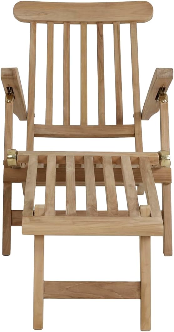 Teak Steamer Chair Foldable Reclining Sun Lounger Wood