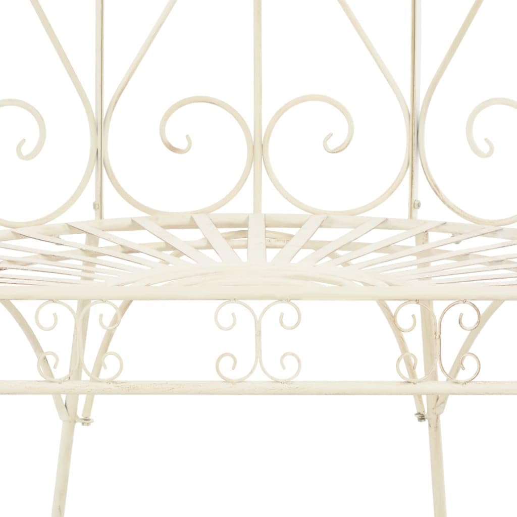 Vintage Wrought Iron Garden Bench Antique White Patio Seat