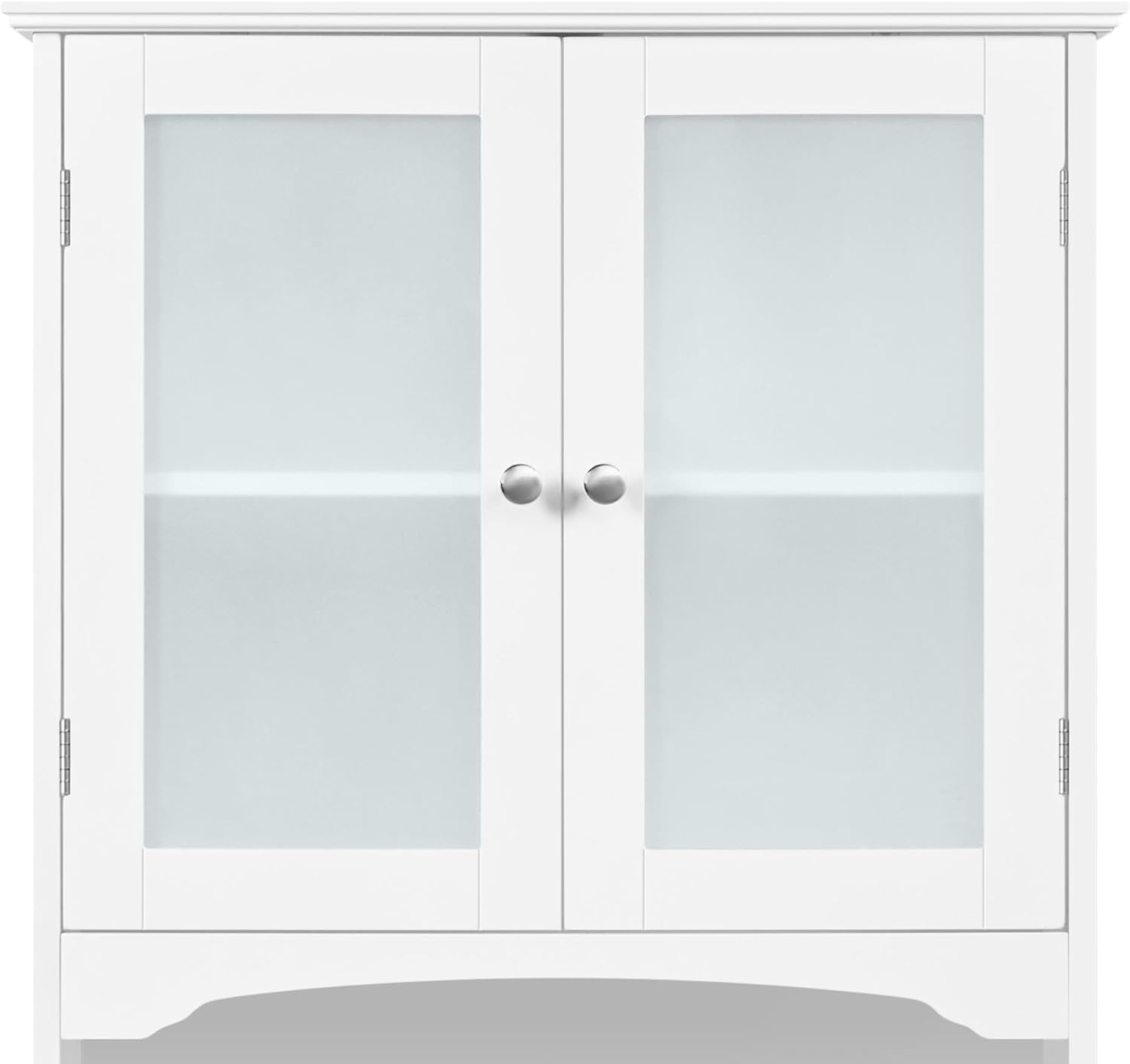 Tall Bathroom Storage Cabinet 4 Drawers Glass Doors White Unit
