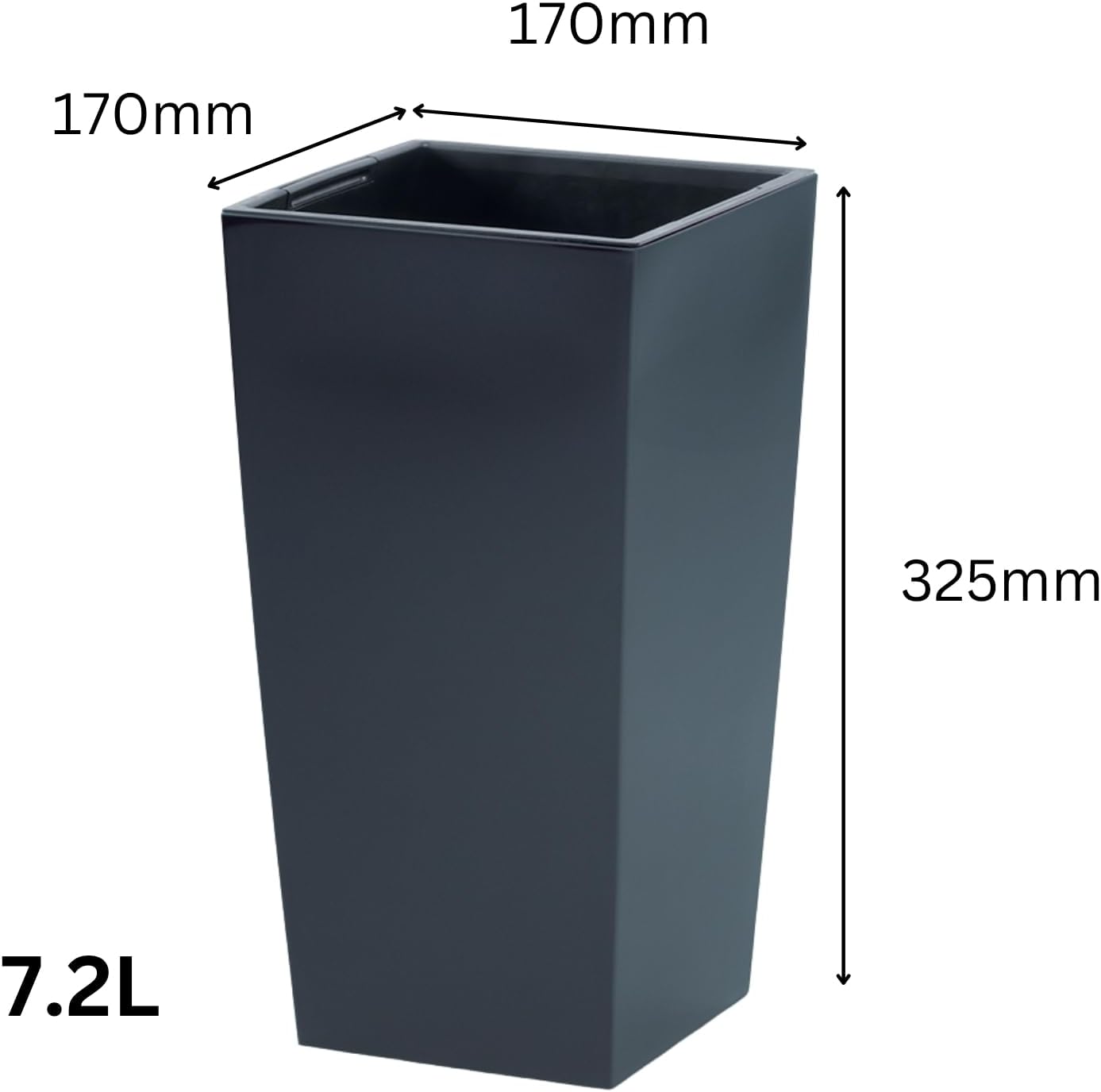 Tall Planter Pot Anthracite 32.5cm Modern Indoor Outdoor with Insert