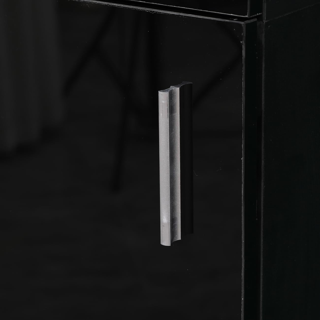 Tall Slim Storage Cabinet Black High Gloss Door Shelves