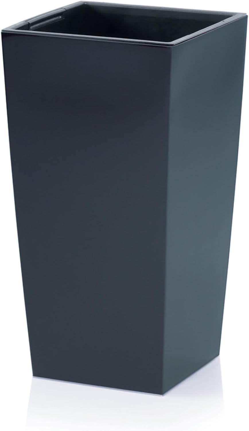 Tall Planter Pot Anthracite 32.5cm Modern Indoor Outdoor with Insert
