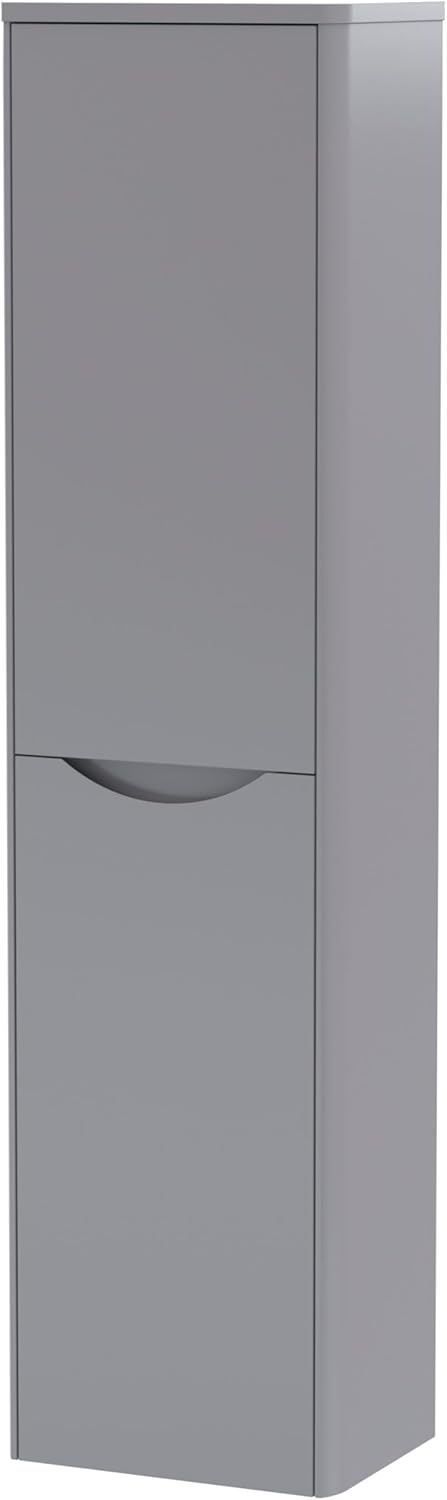 Wall Hung Tall Bathroom Cabinet Soft Close 2 Door Grey