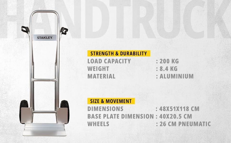 Heavy Duty Aluminium Hand Truck 200KG Pneumatic Wheels