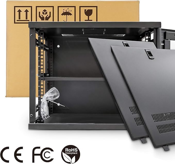 9U Wall Mount Server Rack Cabinet 19in Glass Door Black